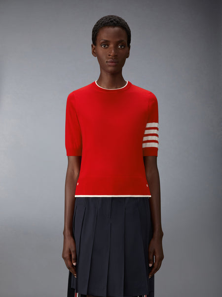 MERINO WOOL 4-BAR SHORT SLEEVE PULLOVER RED