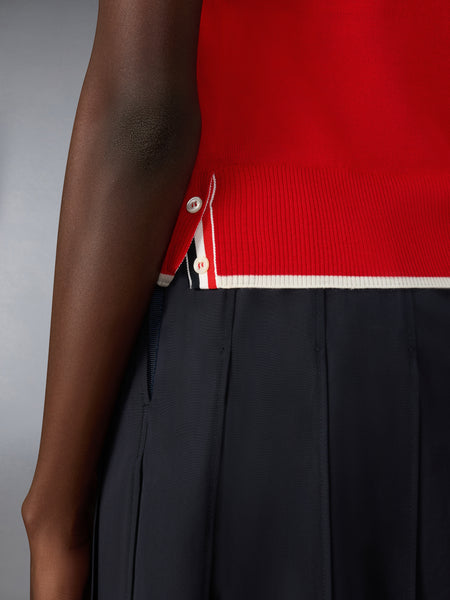 MERINO WOOL 4-BAR SHORT SLEEVE PULLOVER RED