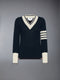 CLASSIC MERINO WOOL V NECK PULLOVER - NAVY