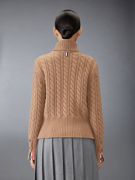 CLASSIC CASHMERE CABLE TURTLE NECK CAMEL