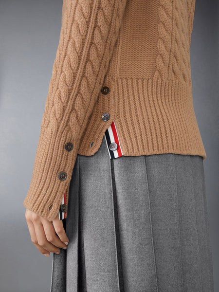CLASSIC CASHMERE CABLE TURTLE NECK CAMEL