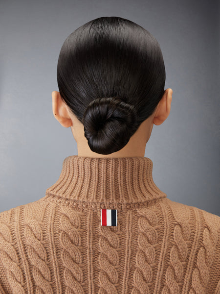 CLASSIC CASHMERE CABLE TURTLE NECK CAMEL