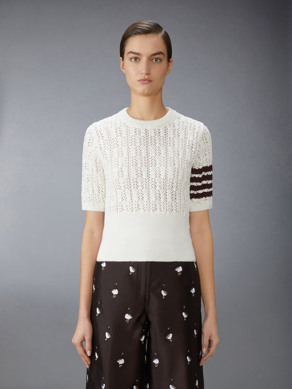 POINTELLE CABLE STITCH 4-BAR TEE - image 1