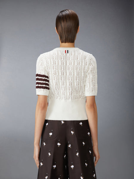 POINTELLE CABLE STITCH 4-BAR TEE