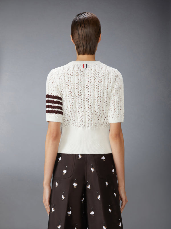 POINTELLE CABLE STITCH 4-BAR TEE - image 2