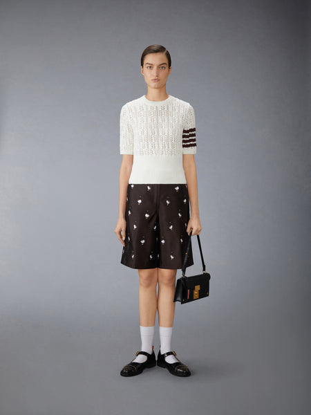 POINTELLE CABLE STITCH 4-BAR TEE
