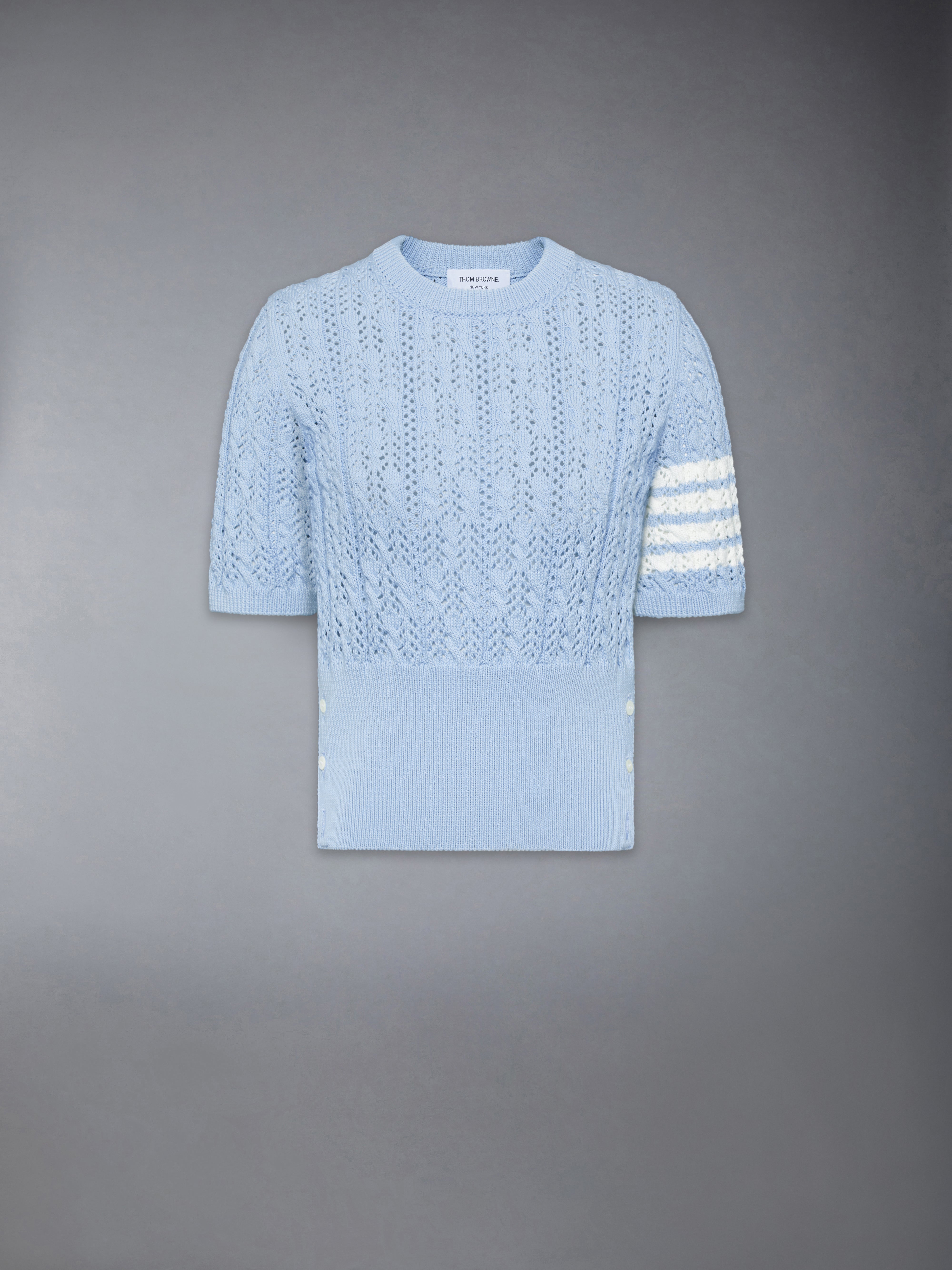Pointelle Cable Stitch 4-Bar Tee | Thom Browne