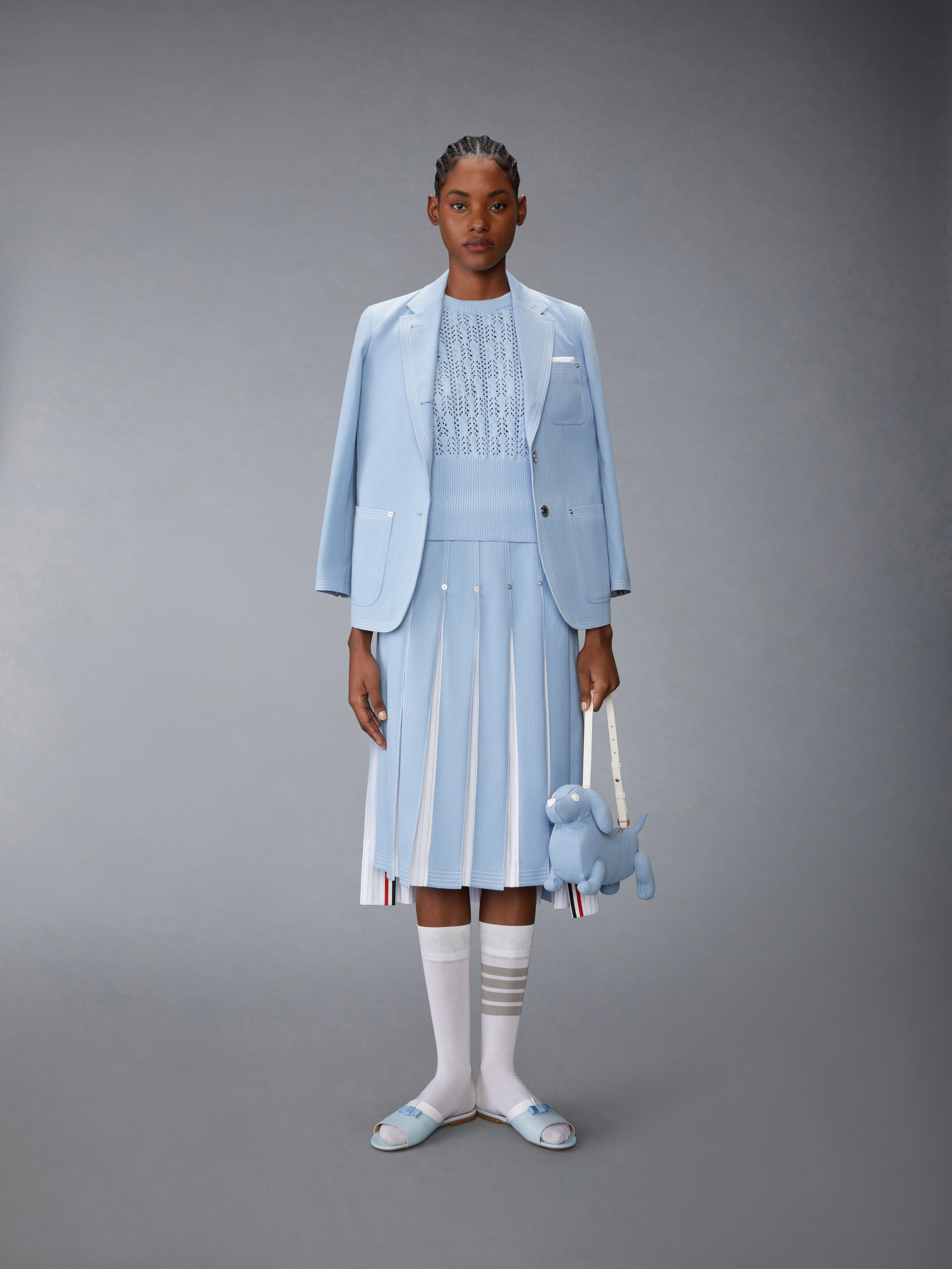 Pointelle Cable Stitch 4-Bar Tee | Thom Browne