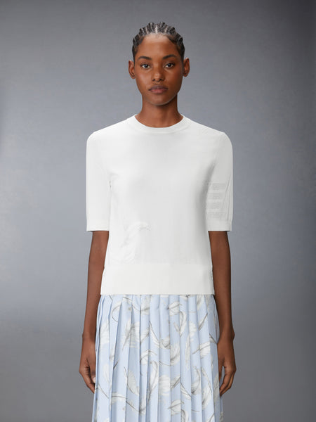 FEATHER INTARSIA POINTELLE 4-BAR TEE