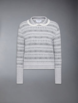 WOOL FLANNEL AND MOHAIR JACQUARD PETER PAN COLLAR PULLOVER