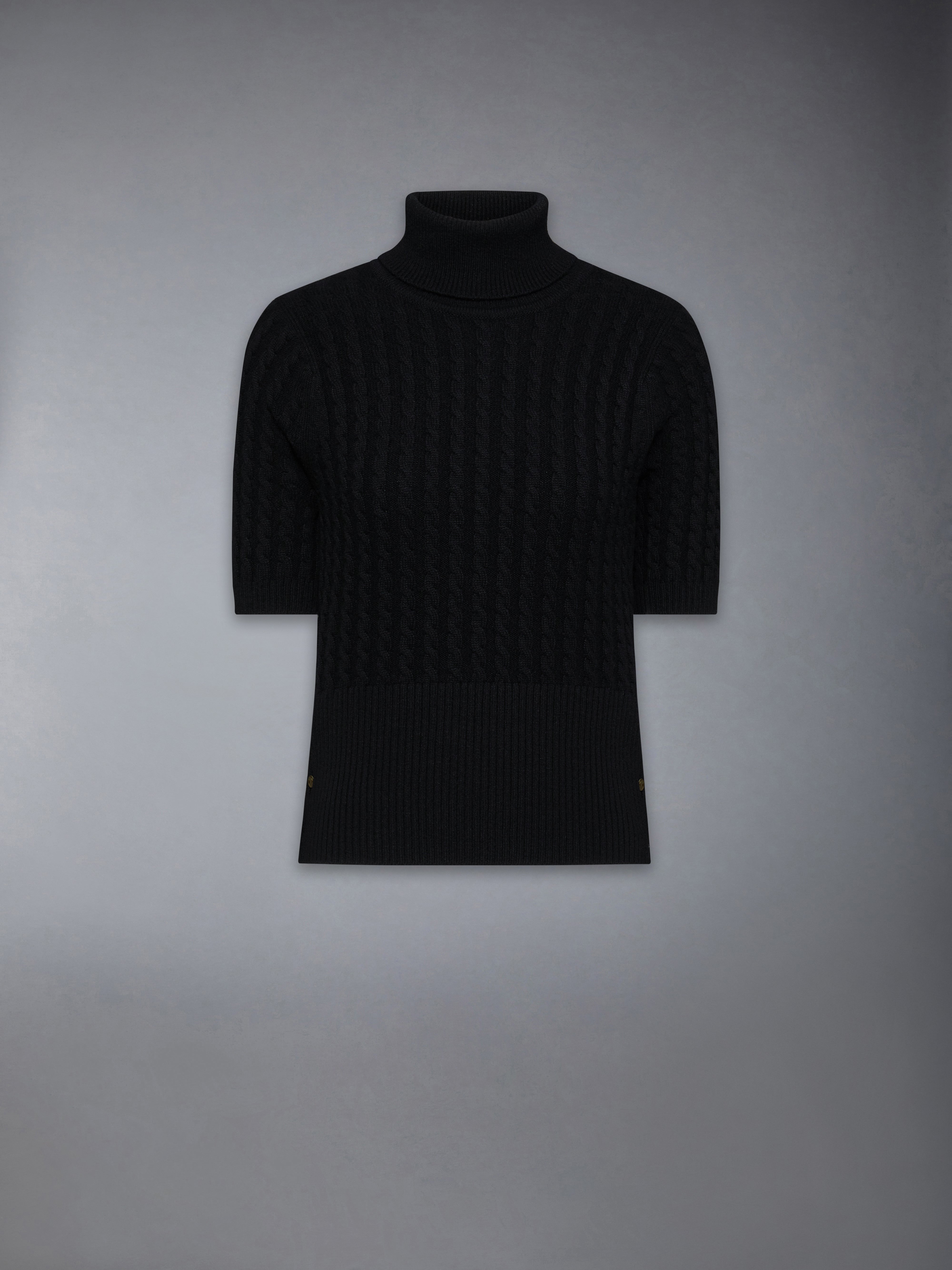 Cashmere Baby Cable Stitch Short Sleeve Turtleneck | Thom Browne