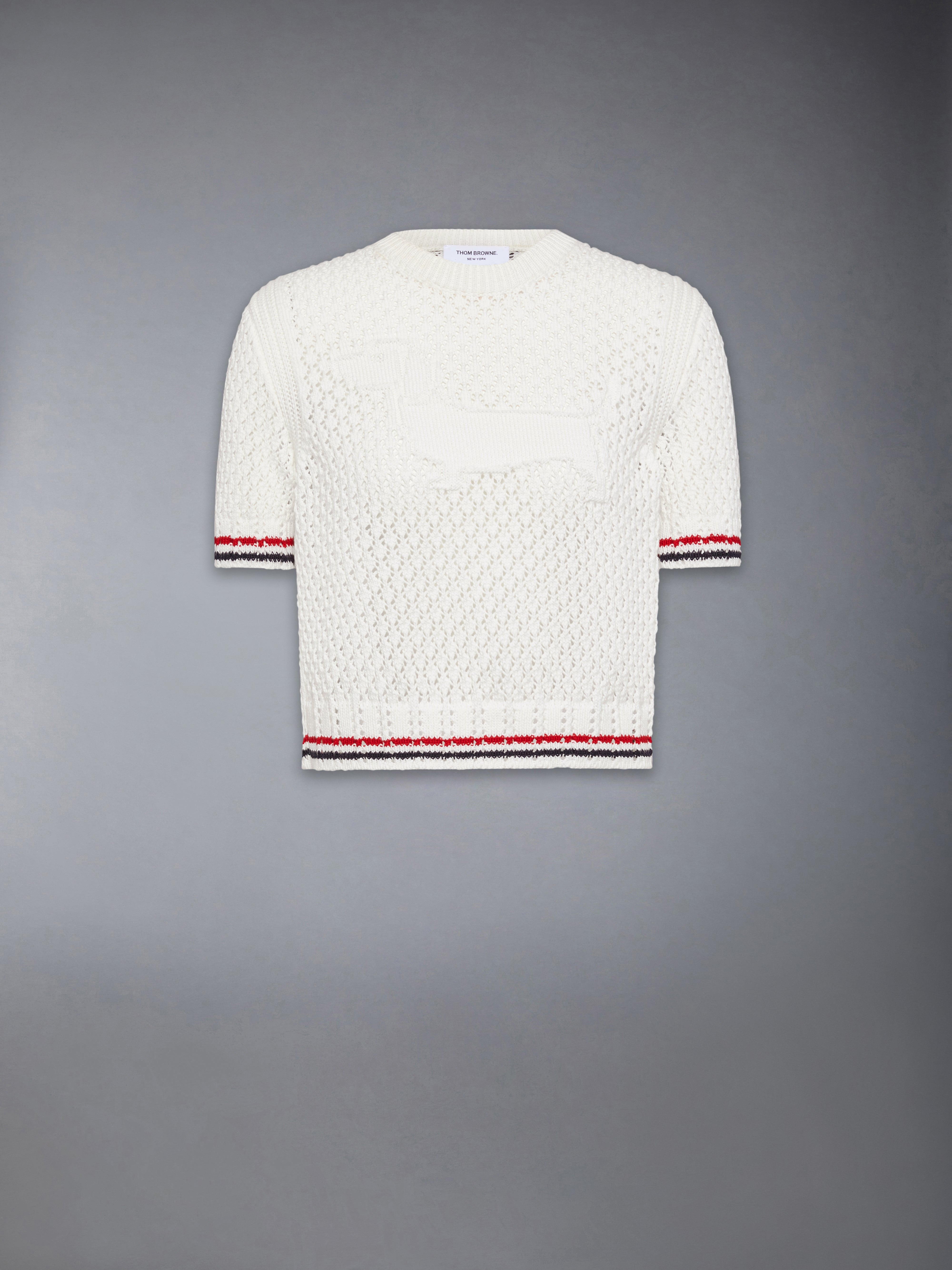 Cotton Pointelle Stitch Hector Rwb Tee | Thom Browne