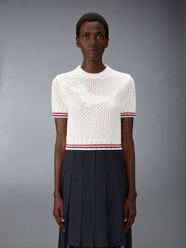 COTTON POINTELLE STITCH HECTOR RWB TEE - image 1