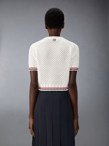 COTTON POINTELLE STITCH HECTOR RWB TEE WHITE