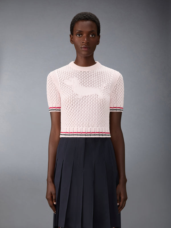 COTTON POINTELLE STITCH HECTOR RWB TEE - image 1