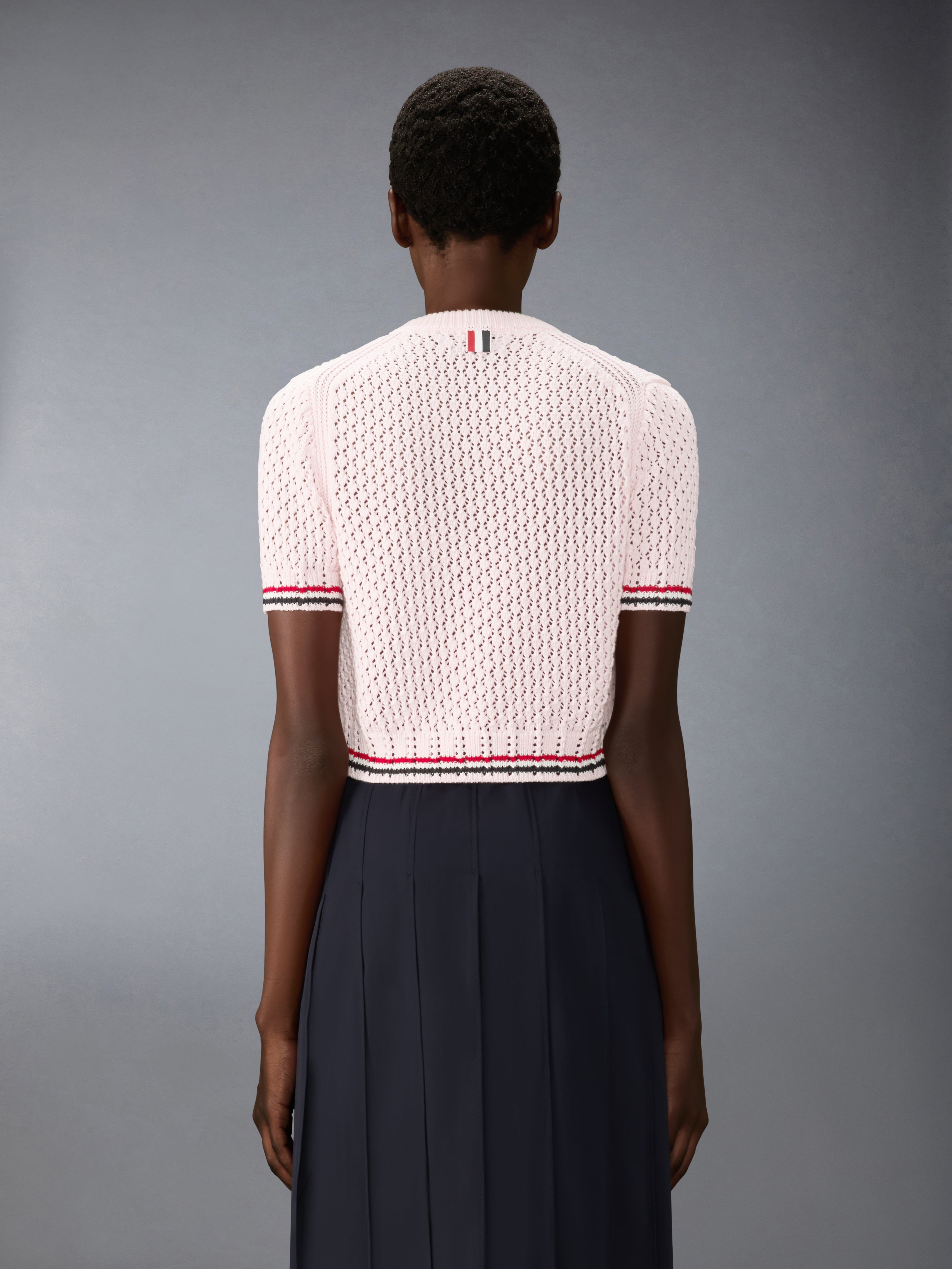 Cotton Pointelle Stitch Hector Rwb Tee | Thom Browne