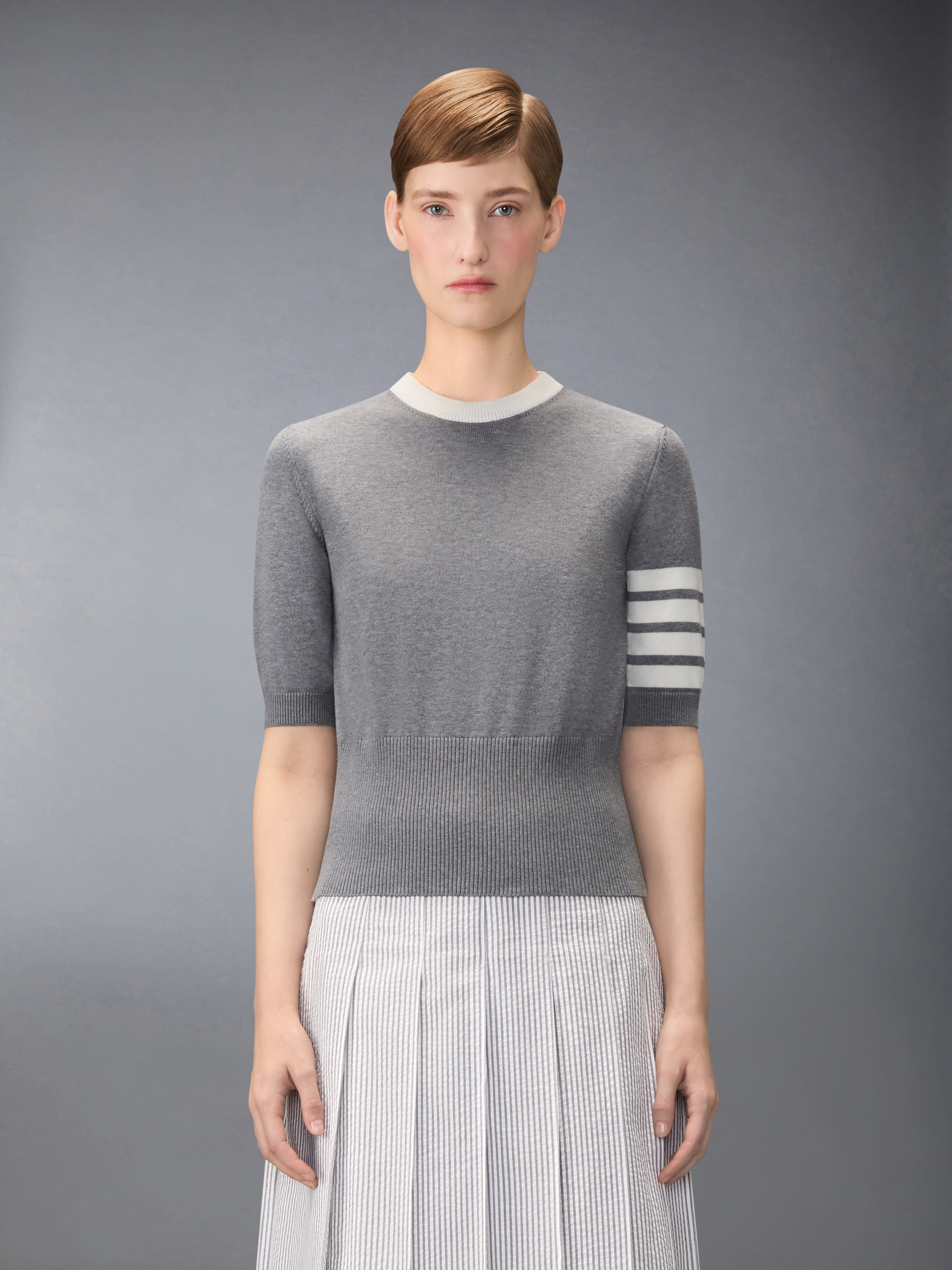 Jersey Hector Intarsia 4-Bar Tee | Thom Browne