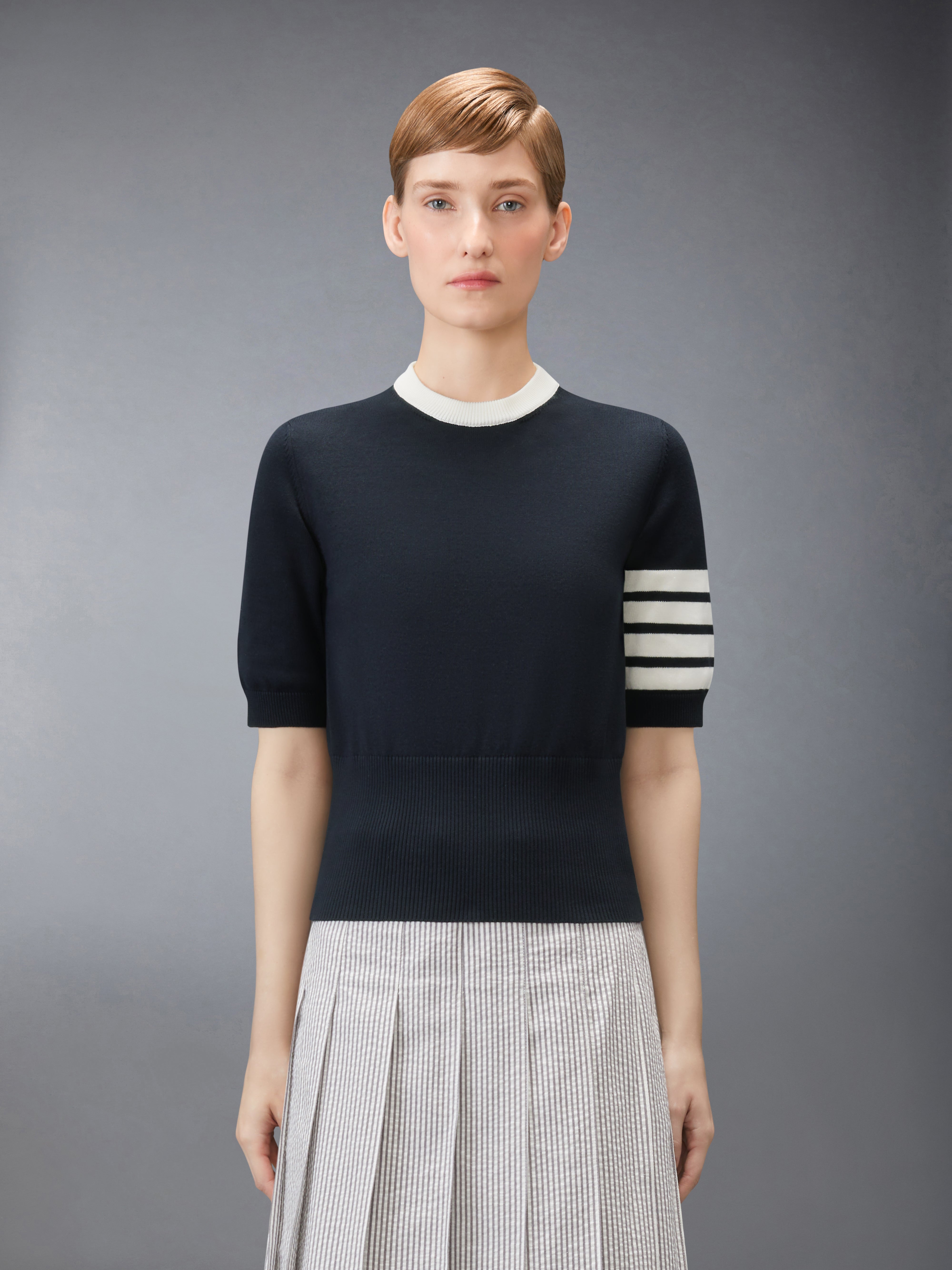 Jersey Hector Intarsia 4-Bar Tee | Thom Browne