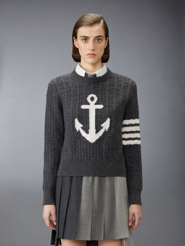MERINO WOOL 4-BAR INTARSIA ANCHOR PULLOVER - image 1
