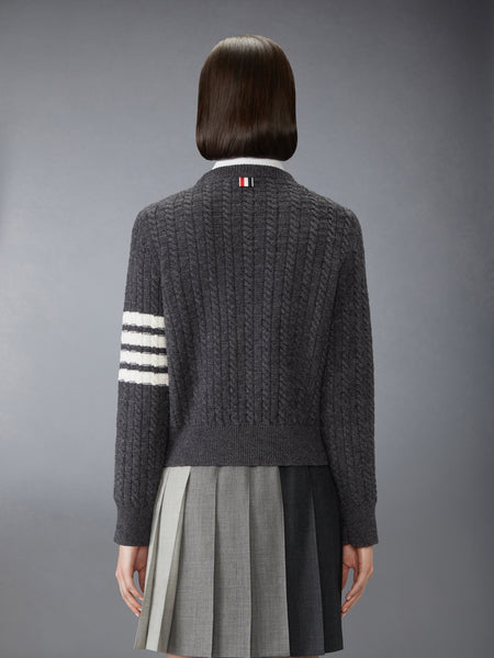 MERINO WOOL 4-BAR INTARSIA ANCHOR PULLOVER DARK GREY