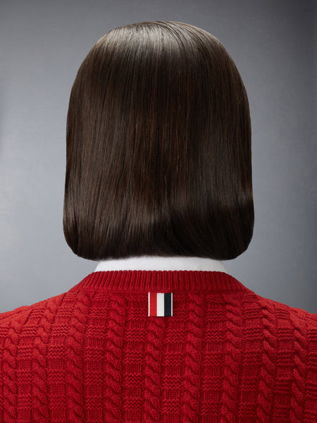 MERINO WOOL 4-BAR INTARSIA ANCHOR PULLOVER RED
