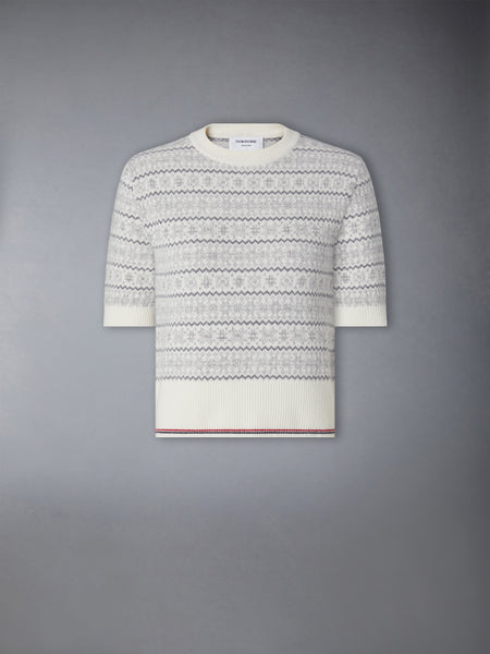 MERINO WOOL JACQUARD SNOWFLAKE TEE WHITE