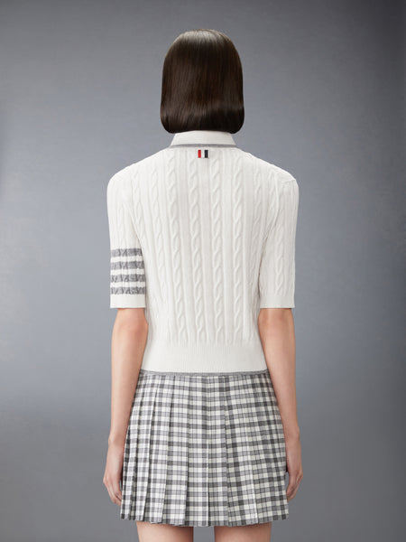 CASHMERE 4-BAR BABY CABLE STITCH TURTLENECK WHITE