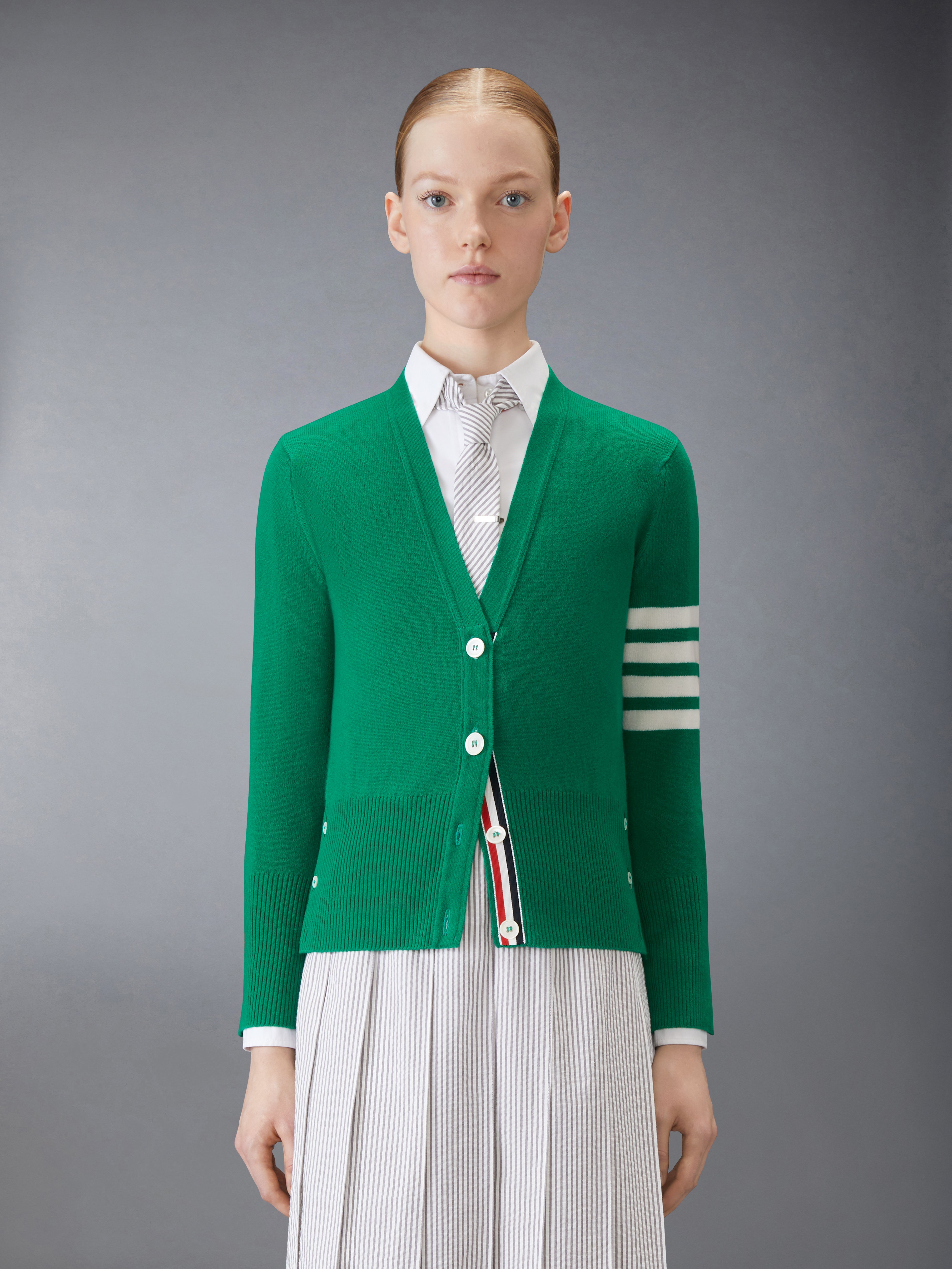 Classic Cashmere 4-Bar V-Neck Cardigan | Thom Browne