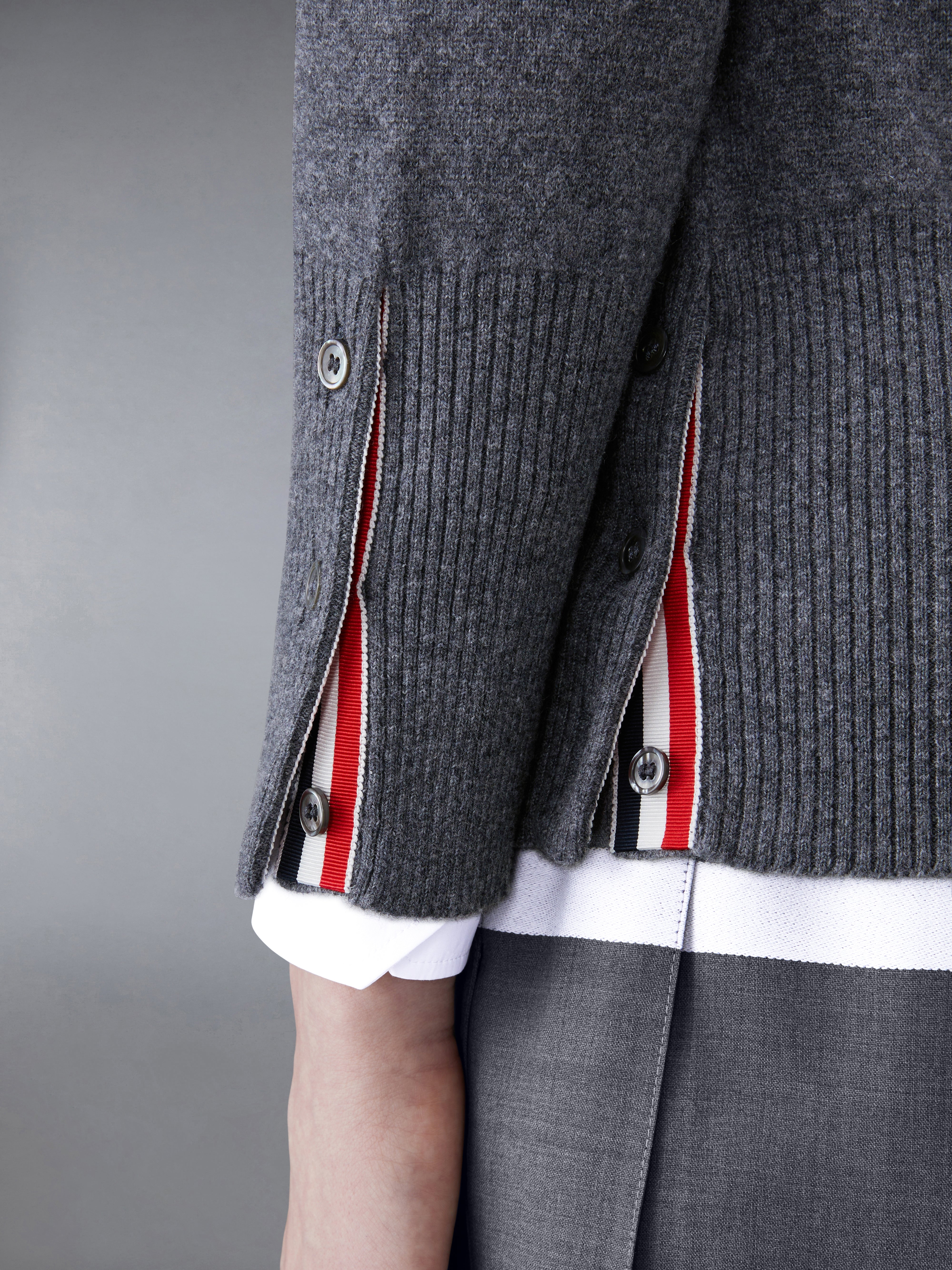 Classic Cashmere 4 Bar Crew Neck Cardigan | Thom Browne Classic Cashmere 4 Bar Crew Neck Cardigan | Thom Browne