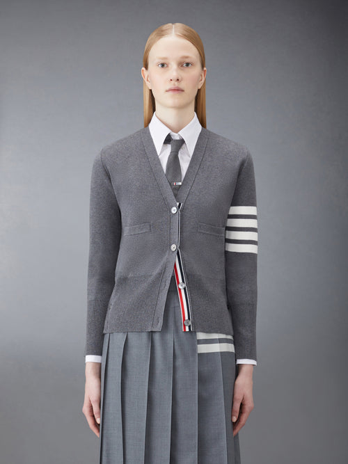 Cotton 4 Bar Milano Classic V Neck Cardigan | Thom Browne