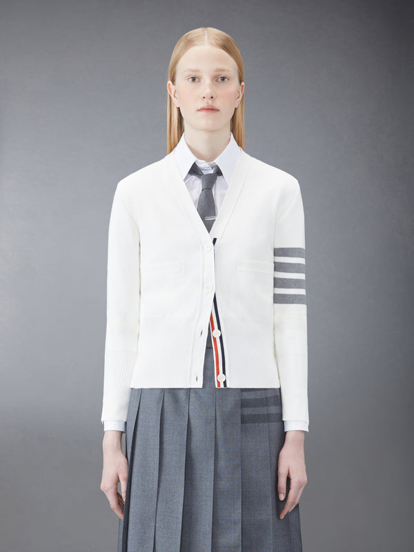 COTTON 4-BAR MILANO CLASSIC V-NECK CARDIGAN - featured image