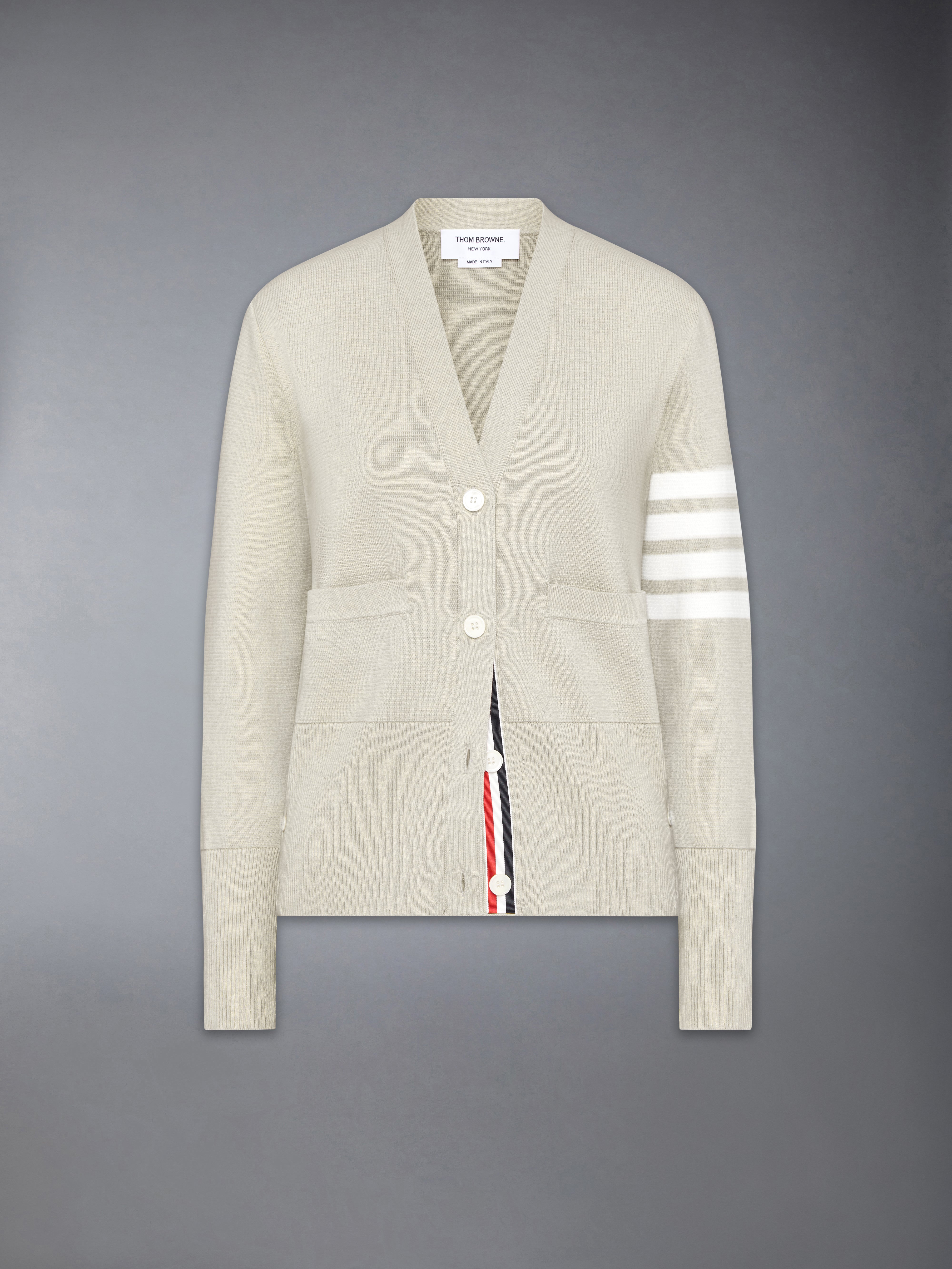 Cotton Crepe Milano 4-Bar Cardigan | Thom Browne