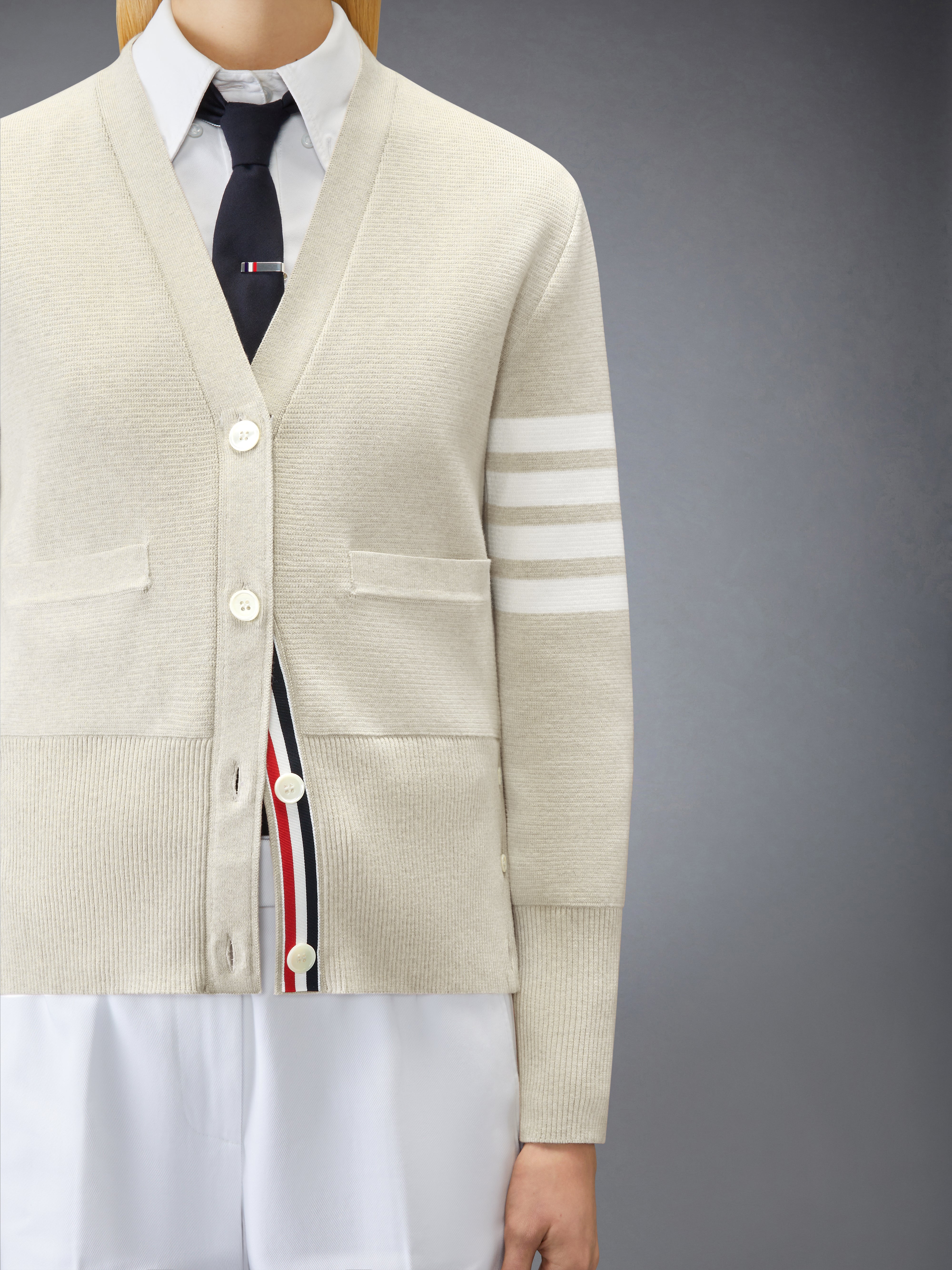 Cotton Crepe Milano 4-Bar Cardigan | Thom Browne