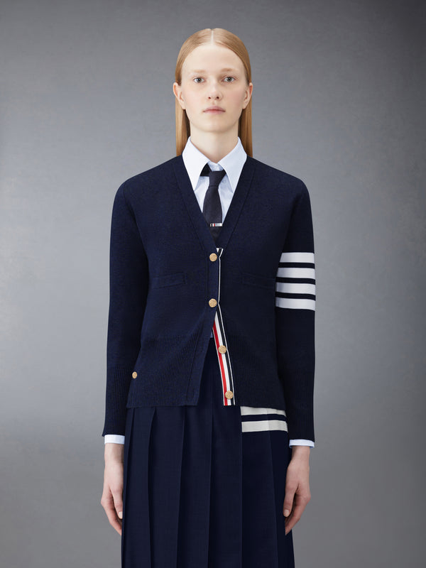 COTTON 4-BAR MILANO CLASSIC V-NECK CARDIGAN - featured image