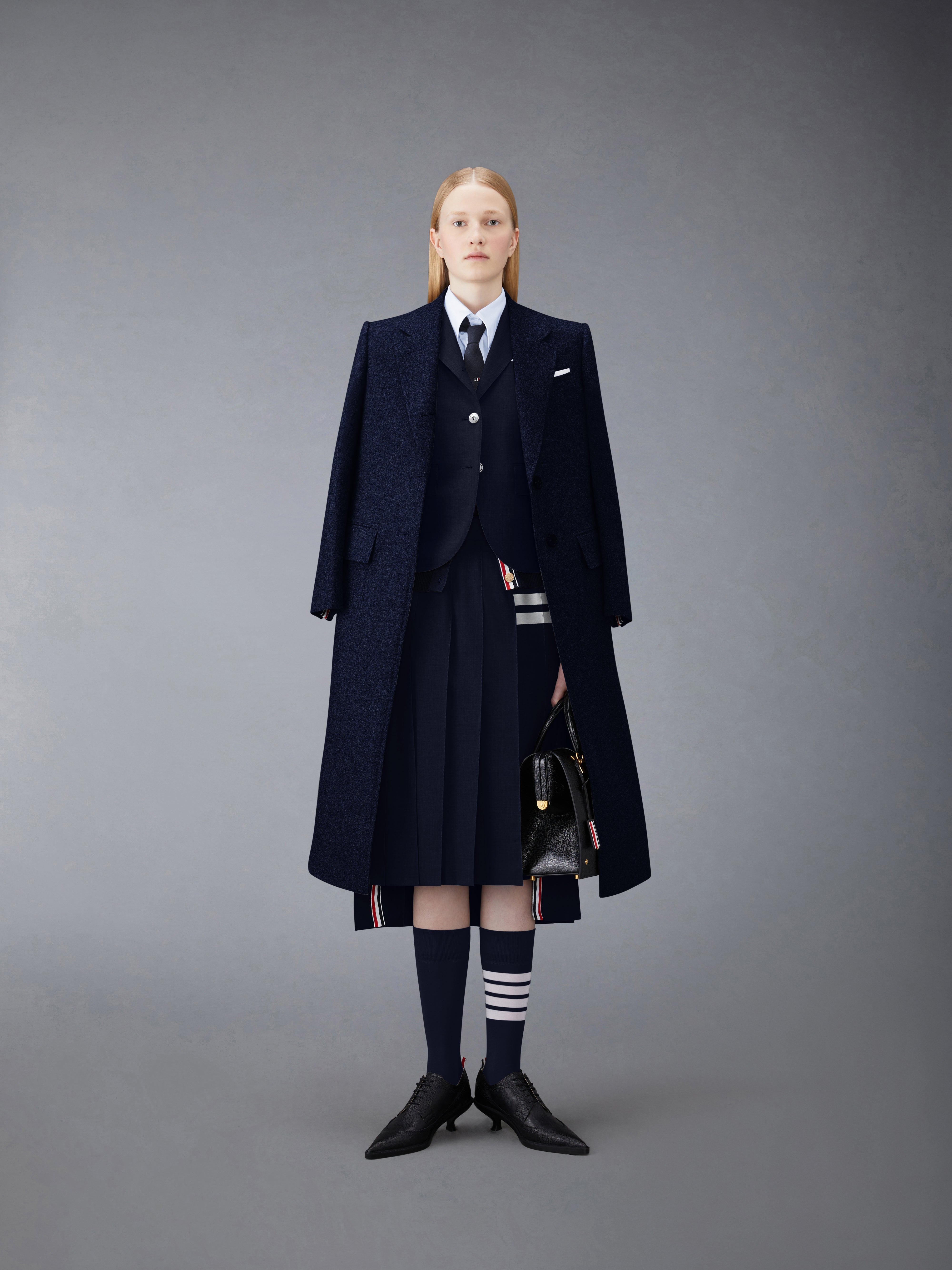 THOM BROWNE グレー ストライプ 袖 カーディガン
