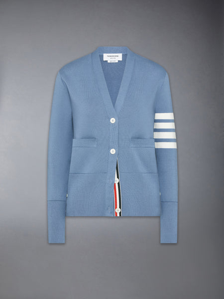 COTTON CREPE MILANO 4-BAR CARDIGAN LIGHT BLUE