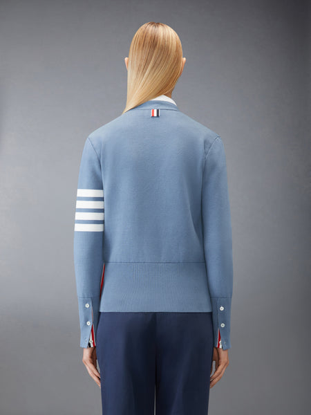 COTTON CREPE MILANO 4-BAR CARDIGAN LIGHT BLUE