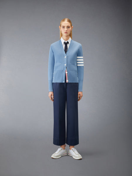 COTTON CREPE MILANO 4-BAR CARDIGAN LIGHT BLUE