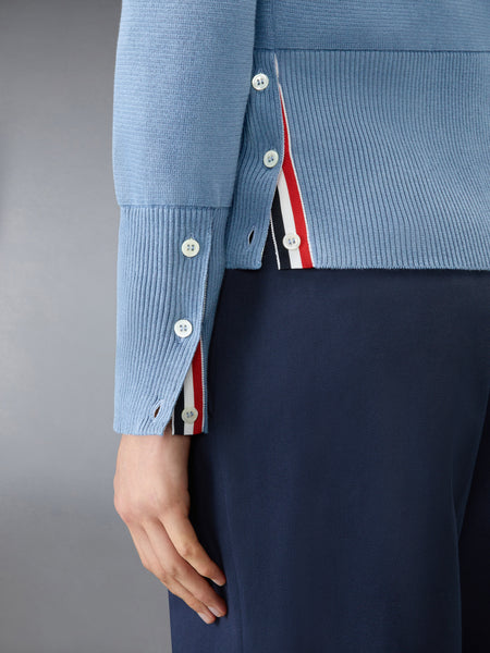 COTTON CREPE MILANO 4-BAR CARDIGAN LIGHT BLUE