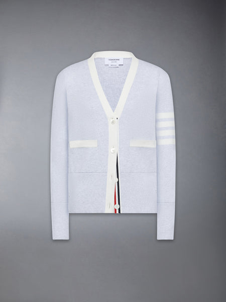 MILANO STITCH COTTON 4-BAR CARDIGAN PALE GREY