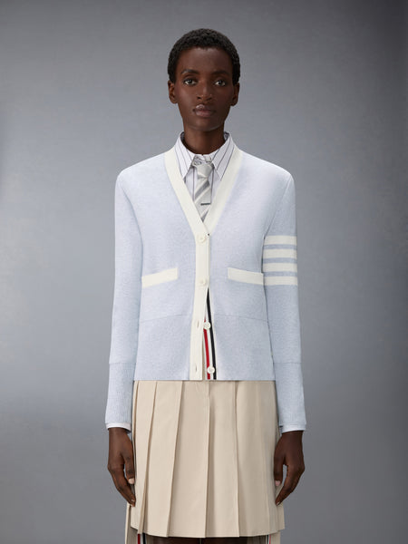 MILANO STITCH COTTON 4-BAR CARDIGAN PALE GREY