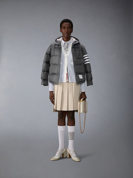 MILANO STITCH COTTON 4-BAR CARDIGAN PALE GREY