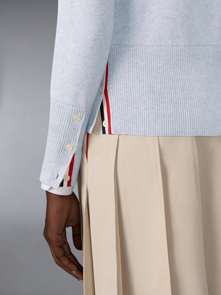 MILANO STITCH COTTON 4-BAR CARDIGAN PALE GREY