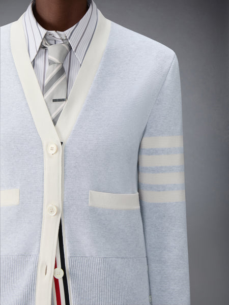 MILANO STITCH COTTON 4-BAR CARDIGAN PALE GREY