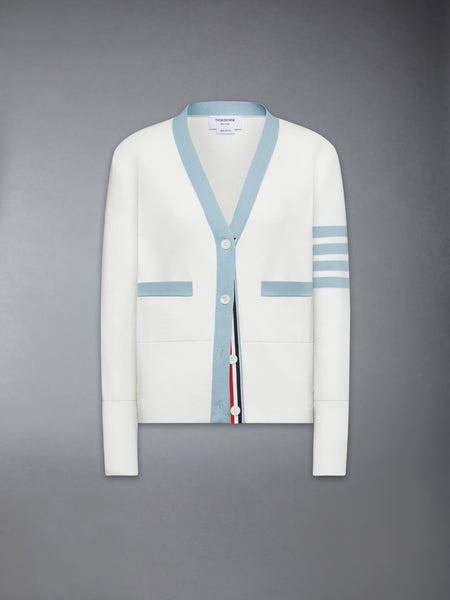 MILANO STITCH COTTON 4-BAR CARDIGAN WHITE