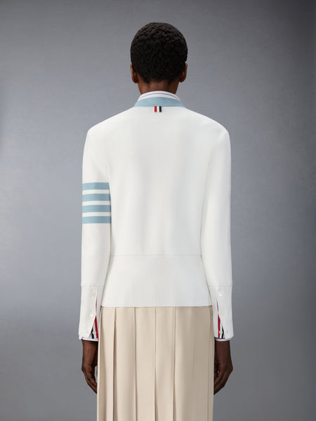 MILANO STITCH COTTON 4-BAR CARDIGAN WHITE