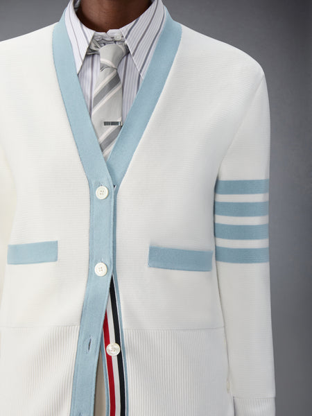 MILANO STITCH COTTON 4-BAR CARDIGAN WHITE