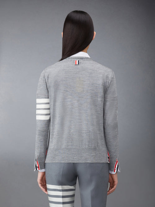 Wool 4 Bar Relaxed V Neck Cardigan | Thom Browne