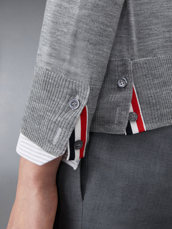WOOL 4-BAR RELAXED V-NECK CARDIGAN - image 5