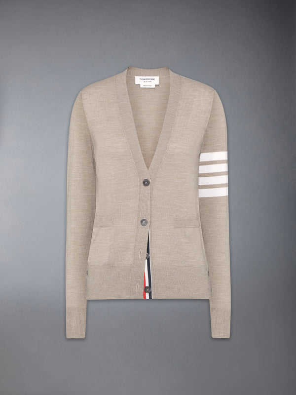 MERINO WOOL 4-BAR RELAXED FIT V-NECK CARDIGAN - featured image